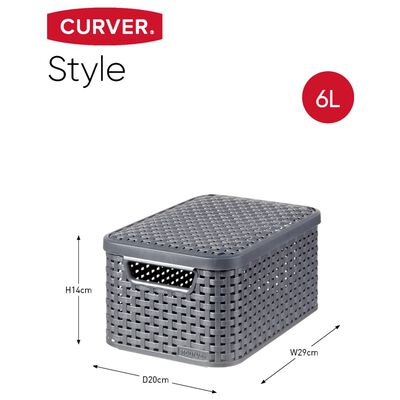 Curver Aufbewahrungsboxen mit Deckel Style 3 Stk. S+M+L Anthrazit