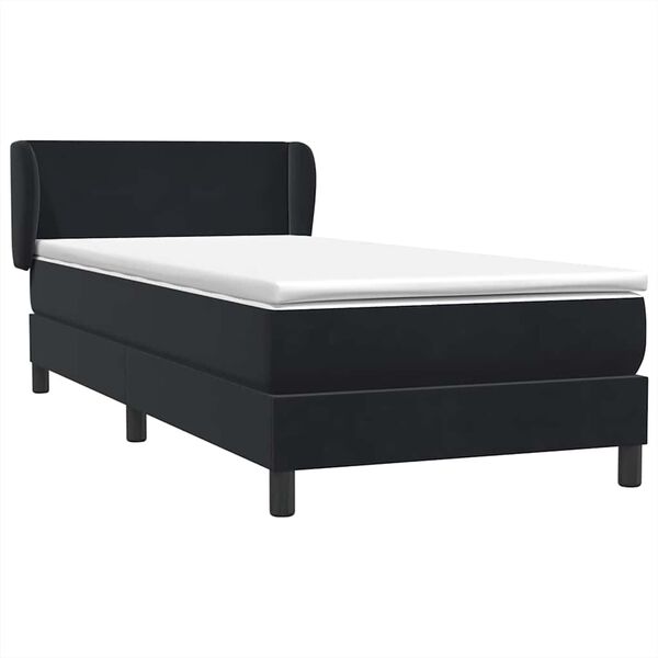 vidaXL Boxspringbett mit Matratze Schwarz 100x210 cm Samt