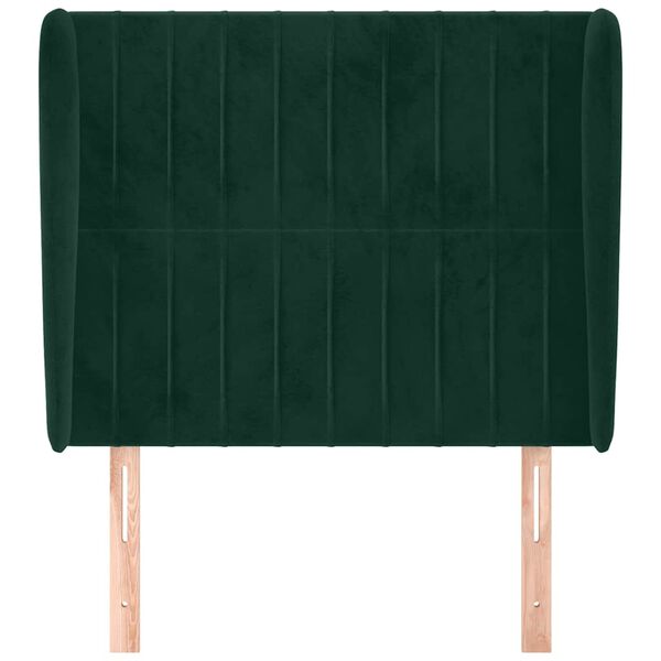 vidaXL Kopfteil mit Ohren Dunkelgr&uuml;n 93x23x118/128 cm Samt