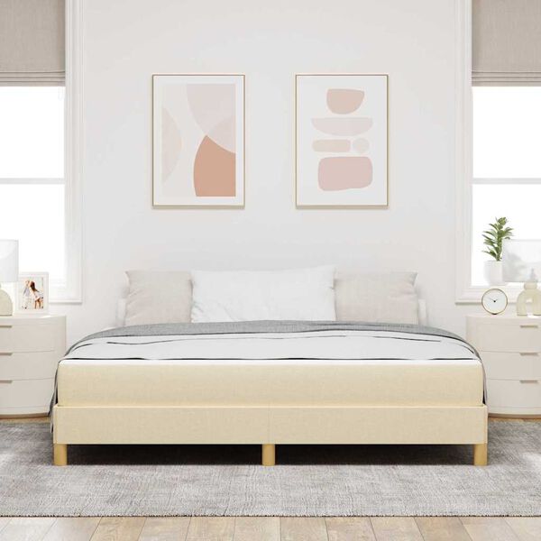 vidaXL Boxspringbett mit Matratze Creme 180 x 200 cm Stoff
