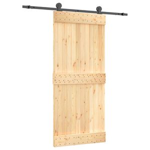 vidaXL Schiebet&uuml;r Nat&uuml;rlich und Schwarz 90 x 210 cm Massivkiefer