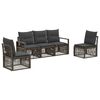 vidaXL Gartensofa-set 5 Stk. Grau Poly-Rattan