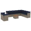 vidaXL 11-tlg. Garten-Sofagarnitur mit Kissen Grau Poly Rattan