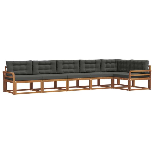 vidaXL Outdoor-Sofagarnitur mit Kissen 6 pcs Natur und Anthrazit