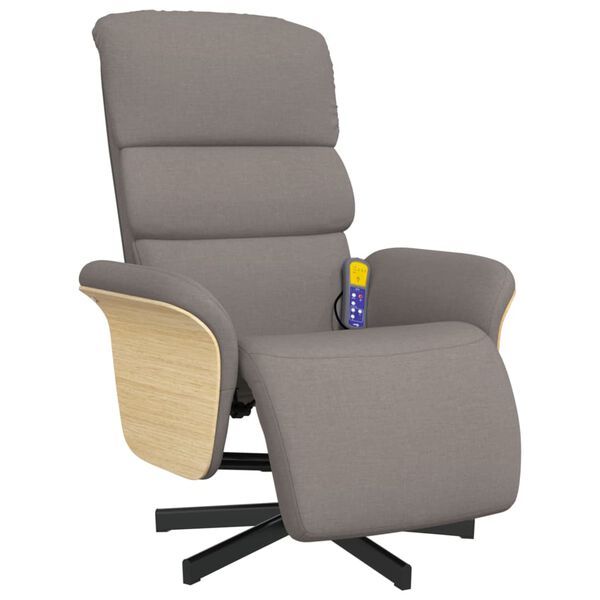 vidaXL Massagesessel mit Fu&szlig;teil Taupe Stoff