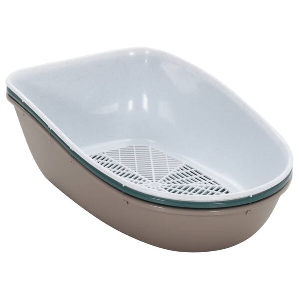 vidaXL Katzenklo Braun und Wei&szlig; 59x39x22 cm PP