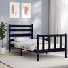 vidaXL Massivholzbett mit Kopfteil Schwarz 100x200 cm