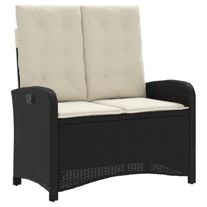 vidaXL Gartenbank Verstellbar mit Kissen Schwarz Poly Rattan