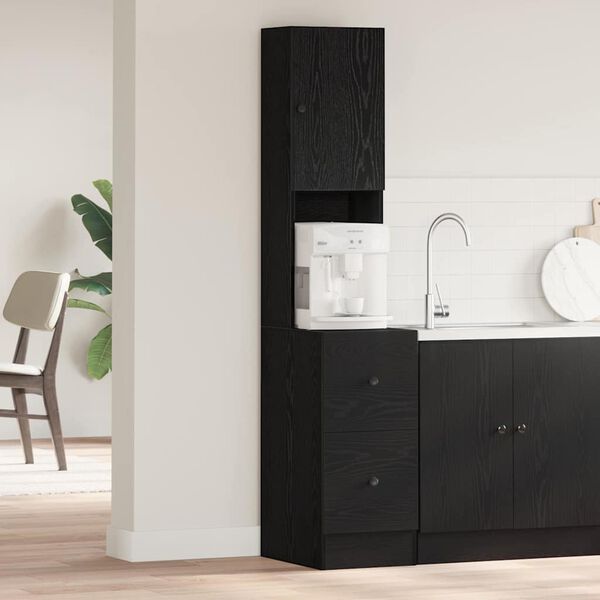 vidaXL K&uuml;chenbuffet mit Regal Schwarz Eichen-Optik 32 x 50 x 180 cm