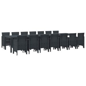 vidaXL Garten-Esszimmergarnitur mit Kissen 15 pcs Anthrazit PP