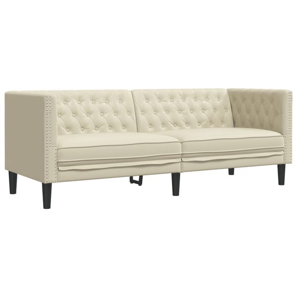 vidaXL 3-tlg. Chesterfield-Sofa-Set Creme Kunstleder