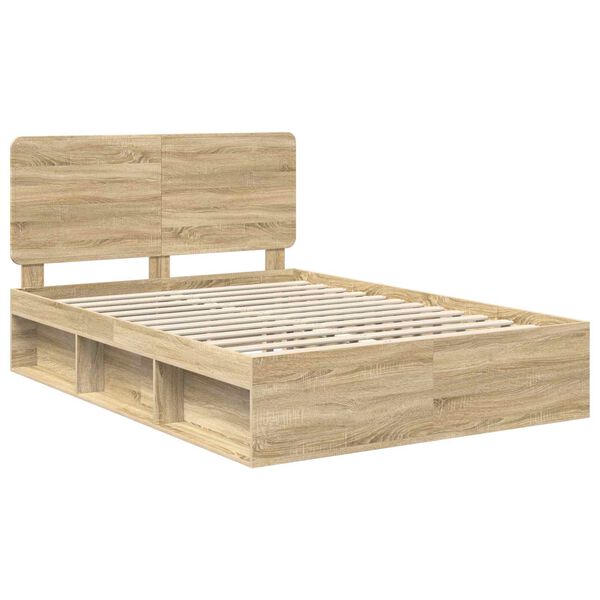 vidaXL Bettrahmen Sonoma-Eiche 150 x 200 cm Massives Kiefernholz