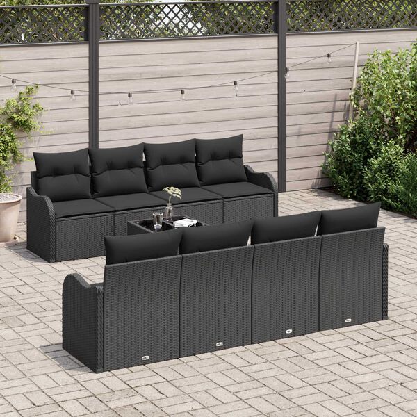 vidaXL Gartensofa-set Schwarz 55 x 55 x 37 cm Poly-Rattan