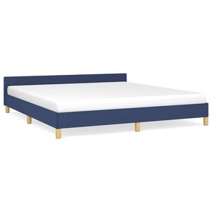 vidaXL Bettgestell mit Kopfteil ohne Matratze Blau 180x200 cm Stoff