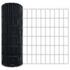 vidaXL Zaun mit Pfosten Grau 0,6 x 10 m Stahl und PVC