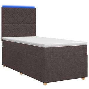 vidaXL Boxspringbett mit Matratze Dunkelbraun 90 x 190 cm Stoff