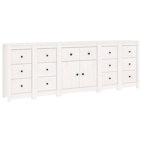 vidaXL Sideboard Wei&szlig; 230x35x80 cm Massivholz Kiefer