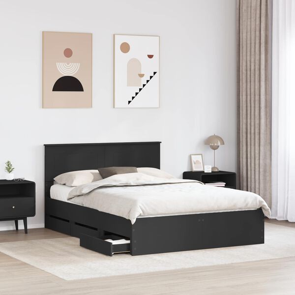 vidaXL Bettrahmen mit Schubladen Schwarz 140 x 200 cm Ingenieurs Holz