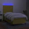 vidaXL Boxspringbett mit Matratze & LED Gr&uuml;n 90x200 cm Stoff