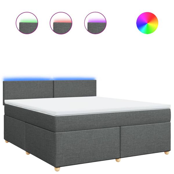 vidaXL Boxspringbett mit Matratze Dunkelgrau 180x200 cm Stoff