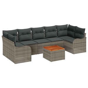 vidaXL Gartensofa-set mit Speicher 8 pcs Grau Poly-Rattan