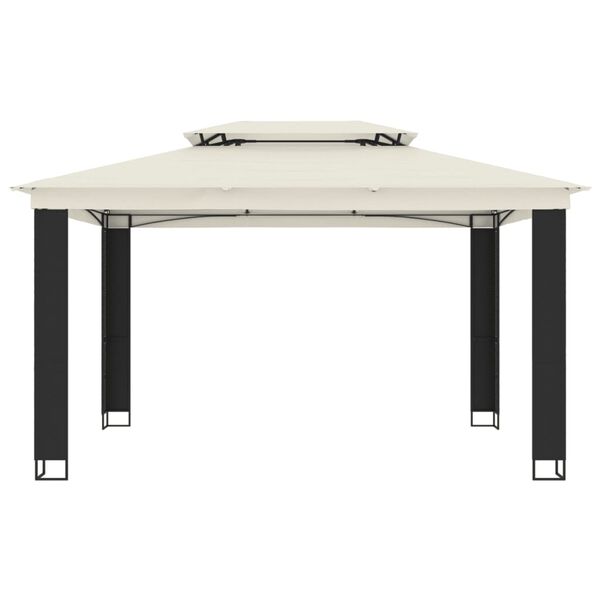 vidaXL Pavillon mit Doppeldach Creme 3,94x2,96 m Stahl
