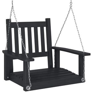 vidaXL Garten-H&auml;ngestuhl mit Metallketten Schwarz Massivholz Tanne