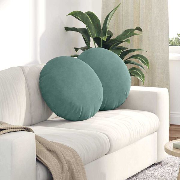 vidaXL Sitzkissen 2 St&uuml;ck Meergr&uuml;n &Oslash; 50 x 19 cm Samt