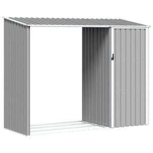 vidaXL Garten Brennholzlager Grau 245x98x159 cm Verzinkter Stahl