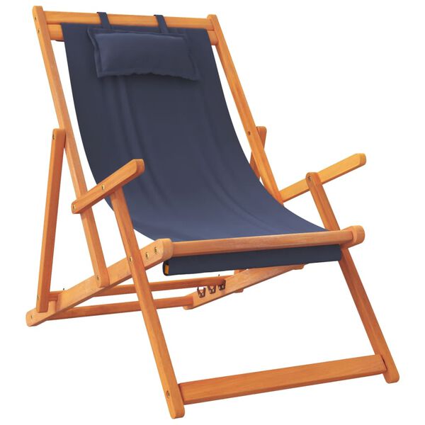 vidaXL Strandstühle 2 Stk. Klappbar Blau Stoff
