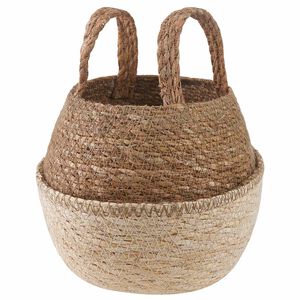 vidaXL Pflanzenk&uuml;bel mit Griffen Wei&szlig; &Oslash; 22 x 20 cm 100% Seegras