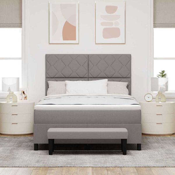vidaXL Boxspringbett mit Kopfteil Taupe 160 x 200 cm Stoff