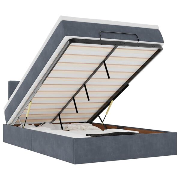 vidaXL Ottoman-Bett mit Matratze Dunkelgrau 120x190 cm Samt