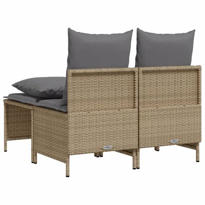 vidaXL 4-tlg. Garten-Sofagarnitur mit Kissen Beige Poly Rattan