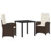 vidaXL Garten Essgruppe 3 Stk. Braun Poly-Rattan