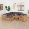 vidaXL 10-tlg. Garten-Lounge-Set mit Dunkelgrauen Kissen Teakholz