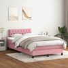 vidaXL Boxspringbett mit Matratze & LED Rosa 120x220 cm Samt