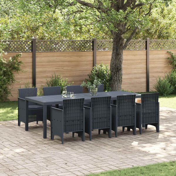 vidaXL Garten Essgruppe 9 pcs Anthrazit Polypropylen