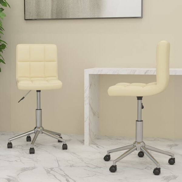 vidaXL Esszimmerst&uuml;hle 2 Stk. Drehbar Creme Kunstleder