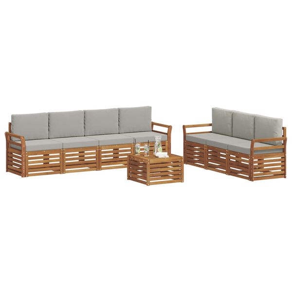 vidaXL Sofagarnituren 8 pcs Nat&uuml;rlich und Hellgrau Massivholz Akazie