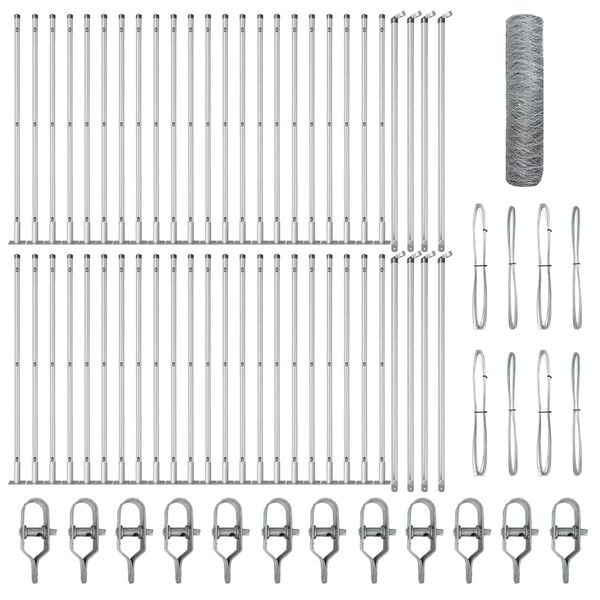 vidaXL Zaunpfosten Silber 100 x 1 m (36 mm Maschenweite) Stahl
