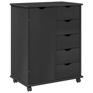 vidaXL Rollschrank 63,5 x 39 x 79 cm Massivholz Kiefer Grau
