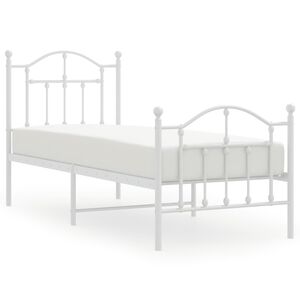 vidaXL Bettgestell mit Kopf- und Fu&szlig;teil Metall Wei&szlig; 75x190 cm
