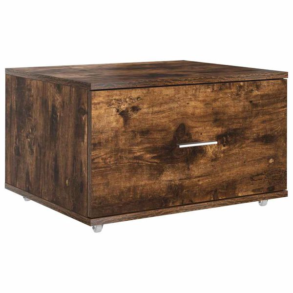 vidaXL Schubladenschrank Mit Rad Ger&auml;ucherte Eiche 55 x 45 x 31 cm