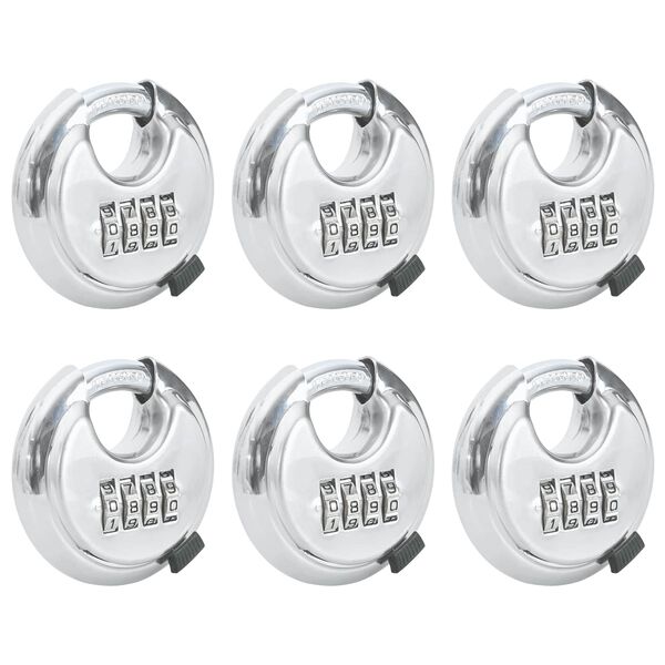vidaXL Diskusschl&ouml;sser mit Schl&uuml;sseln 6 pcs Silber 7 x 2,3 x 7 cm