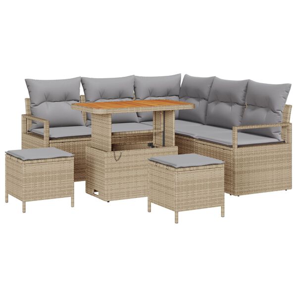 vidaXL Garten-Sofa-Set mit Kissen mit Kissen 8 pcs Beige und Hellgrau
