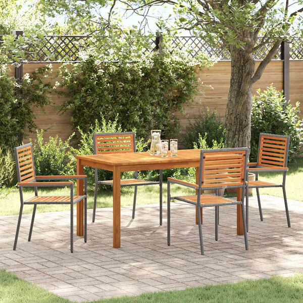 vidaXL Garten Essgruppe 5 pcs Grau Massivholz Akazie
