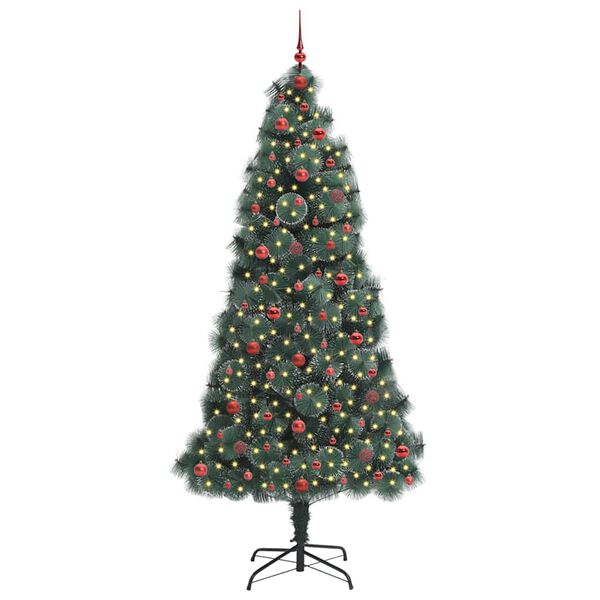 vidaXL K&uuml;nstlicher vorbeleuchteter Weihnachtsbaum mit Kugelset 240 cm