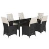 vidaXL 7-tlg. Garten-Essgruppe mit Kissen Schwarz Poly Rattan