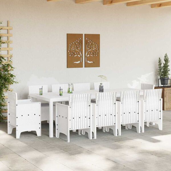 vidaXL Garten Essgruppe 11 pcs Wei&szlig; Polypropylen